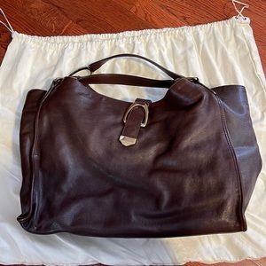 EQUESTRIAN HARDWARE (GOLD) DEEP BROWN LEATHER TOTE